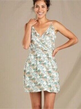 Toad & Co Tropical Floral Print Hillrose Sleeveless Faux Wrap Mini Dress